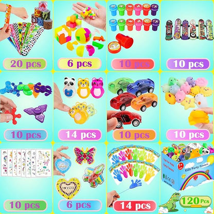 120 Pcs Party Favors Toy for Kids, Treasure Box Carnival Prizes for Classroom School Rewards, Christmas Stocking Stuffers, Goodie Bag Pinata Fillers Bulk Toys for Boys Girls