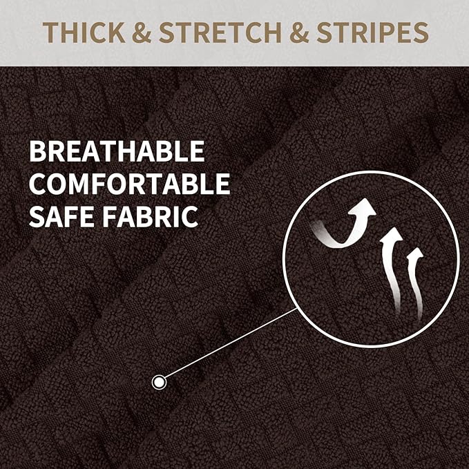 JIVINER 4-Piece Recliner Chair Covers Stretch Jacquard Chair Covers for Recliner Chair Recliner Slipcovers for Living Room Soft Recliner Protector with Pocket (Recliner,Dark Coffee)