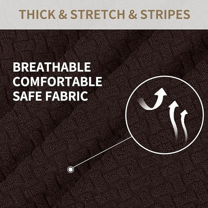 JIVINER 4-Piece Recliner Chair Covers Stretch Jacquard Chair Covers for Recliner Chair Recliner Slipcovers for Living Room Soft Recliner Protector with Pocket (Recliner,Dark Coffee)