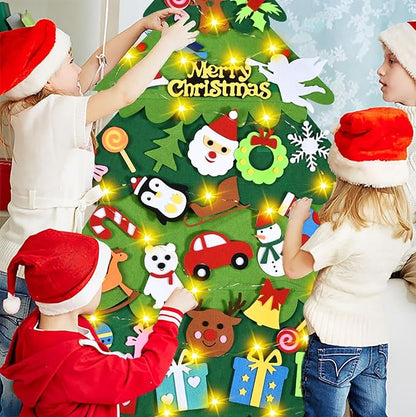 Felt Christmas Tree - 3.4 FT Christmas Decorations for Toddlers with 46 Pcs Ornaments,DIY Xmas Gifts for Door Wall Hanging Decorations