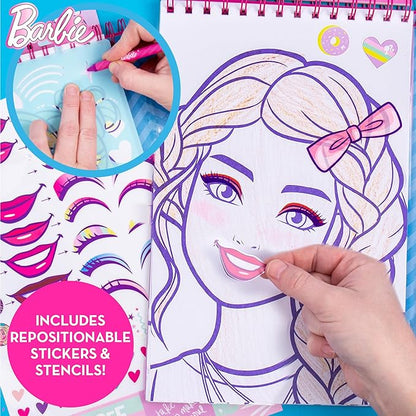 Horizon Group USA Barbie Makeup Artist Magazine, Create Your Own Hair & Makeup Looks Using 130+ Stencils, 180+ Stickers, Crayons, Pretend Makeup & More