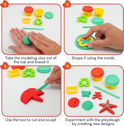 BONNYCO Play Dough Set with Molds and Goody Bags, Pack 16 Party Favors for Kids Age 3-9. Bulk Gifts, Kids Toys, Mini Birthday Games, Stocking Stuffers, Arts and Crafts Kit for Classroom