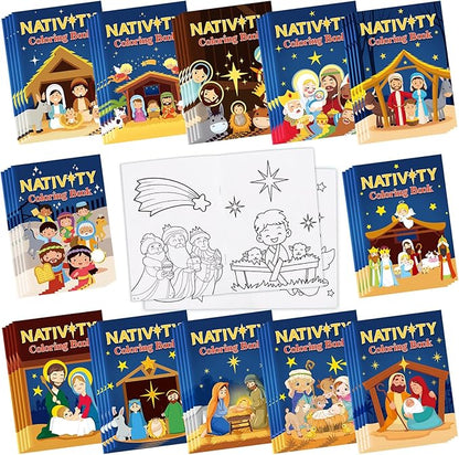 Fulmoon 48 Pcs Coloring Books DIY Art Drawing Book, Books Bulk Party Favors for Goodie Bag Gift Stuffer School Classroom Activity(Nativity)