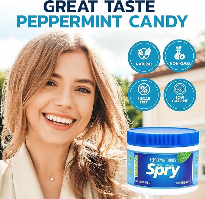 Spry Total Dental Health Kit, All Day Oral Care and Gum Health Kit Including Spry Xylitol Sugar Free Gum, Xylitol Sugar Free Candy Mints, Xylitol Oral Rinse and Spearmint Toothpaste with Xylitol