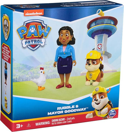 Paw Patrol Rubble, Mayor Goodway & Chickaletta Figures, Kids Toys for Boys and Girls Ages 3 and Up