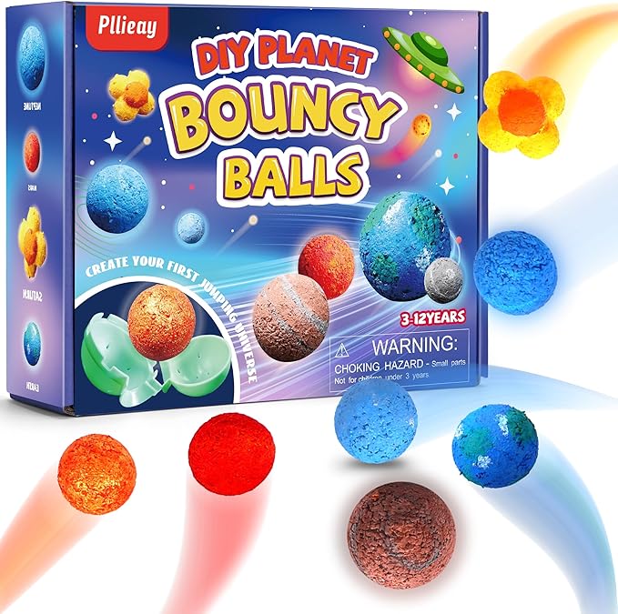 Pllieay DIY Planet Bouncy Ball Make Your Own Bouncy Ball Kit Kids Magic Bouncy Balls Educational Science Kits Solar System for Kids Craft Kit for Kids