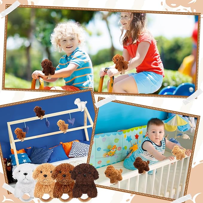 Ceenna 16 Pcs Valentine's Day Puppy Stuffed Animal Slap Bracelets Colorful Puppy Slap Bracelets 8.66 Inch Adorable Puppy Slap Wrist Bracelets Bulk for Birthday Party Favors Goodie Bag Fillers