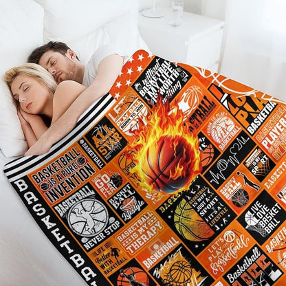 Custom Basketball Blanket - Soft Flannel Sports Basketball Blankets for Girls Boys Kids Pet Basketball Lovers - Warm Basketball Throw Blankets for All Season Sofa Lap, Chair - 40"x30"