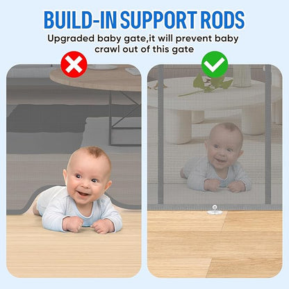 34X120” Extra Wide Safety Retractable Baby Gate, Extra Wide Safety Kids or Pets Gate, 34” Tall, Extends to 120” Extra Wide, Built-in Reinforce Strip Mesh Safety Dog Gate for Stairs,Doorways, Hallways