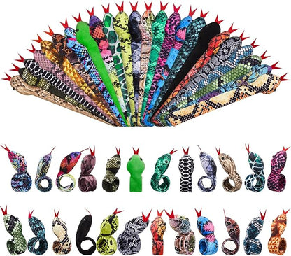 24 Pcs Snake Slap Bracelets Reptile Party Favor Snake Snap Bracelets Animal Snake Bracelet Reptile Birthday Party Supplies for Kids Parties Favors Christmas Gift, 24 Assorted Designs