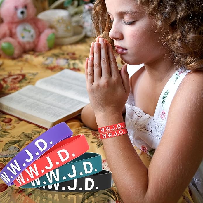 Jadive 20 Pcs WWJD Rubber Bracelets What Would Jesus Do Silicone Wristbands for Women Men Jesus WWJD Inspirational Bracelet Motivational Bracelet Religious Christian Party Favors Gifts
