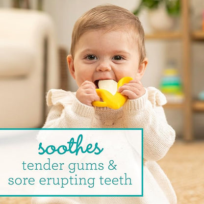 Infantino Lil' Nibbles Textured Silicone Baby Teether - Sensory Exploration and Teething Relief with Easy to Hold Handles, Yellow Banana, 0+ Months