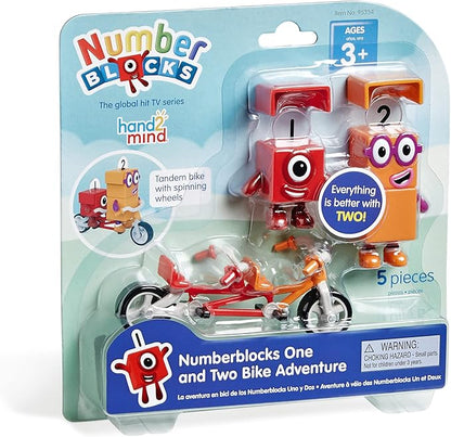 hand2mind Numberblocks One and Two Bike Adventure, Cartoon Action Figure Set, Toy Figures, Toy Vehicle Playsets, Small Figurines for Kids, Number Toys, Math Toys for Kids 3-5, Birthday Gifts for Kids
