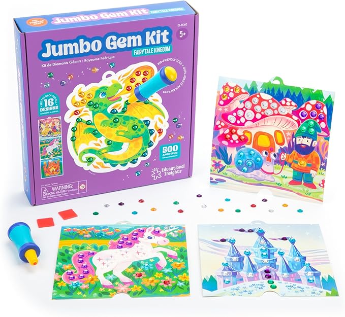Educational Insights Jumbo Gem Kit - Arts and Crafts for Kids, Toddler Art Supplies, Toddler DIY Sensory Activity, Gift for Girls and Boys Ages 5+
