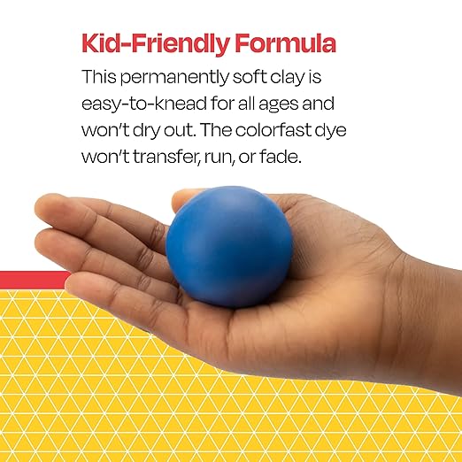 School Smart Modeling Clay for School and Home Use, Permanently Soft Design, 5 Pounds, Assorted Primary Colors