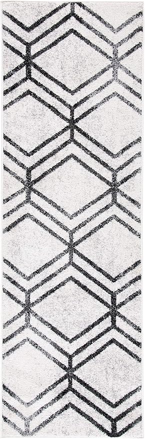 SAFAVIEH Adirondack Collection Runner Rug - 2'6" x 6', Ivory & Charcoal, Modern Geometric Distressed Design, Non-Shedding & Easy Care, Ideal for High Traffic Areas in Living Room, Bedroom (ADR253B)