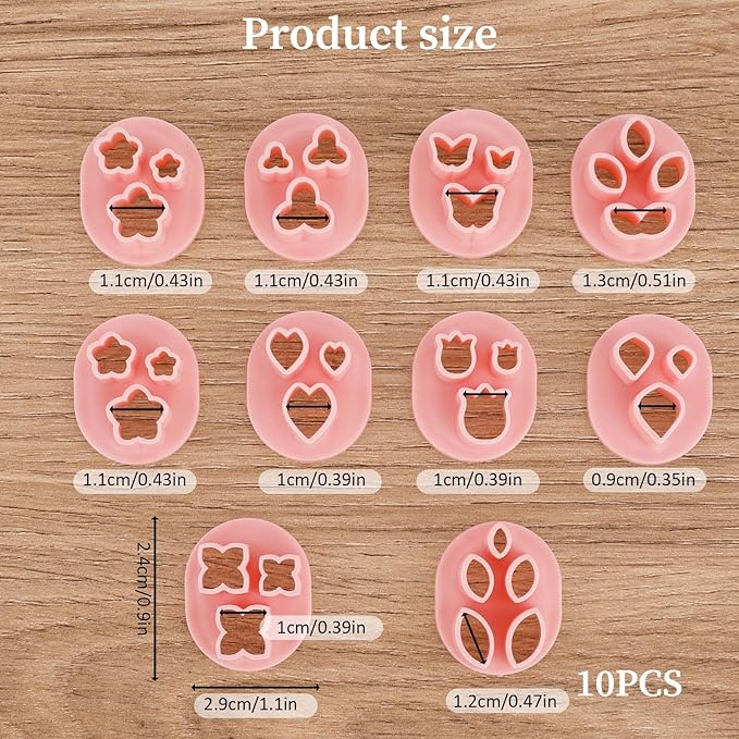 10 PCS Polymer Clay Cutters Mini Flower Petal Clay Cutters Clay Tools Set Earrings Making Mini Clay Cutters Micro Clay Molds Accessories Plastic Clay Molds for Making Jewelry Earrings Crafts