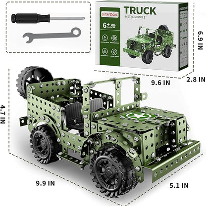 Lucky Doug STEM Building Projects Model Truck Set - Building Toys for Kids Ages 8-12, Assembly Science Army Toys for Boys 8 9 10 11 Years Old