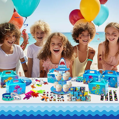 144 Pcs Under the Sea Party Favors Set with Keychains Slap Bracelet Scratch Art Tattoo Stickers Wristbands Treat Boxes Ocean Party Favors Under the Sea Party Decorations