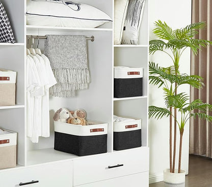 DECOMOMO Storage Baskets for Shelves - Fabric Storage Bins, Linen Closet Organizers and Storage (Black & White, XL - 3 Pack)