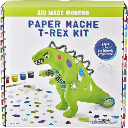 Kid Made Modern T-Rex Dinosaur Paper Mache Kit with Ornaments for Crafts - Kids DIY Engineering Kit for STEAM Projects (Ages 6+)