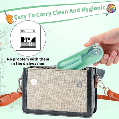 9 Pieces Toddler Utensils Stainless Steel Fork and Spoon Safe Baby Silverware Set, Kid Safe Utensils Children's Flatware Kids Cutlery Set with Round Handle for LunchBox (Blue, Green, Pink)