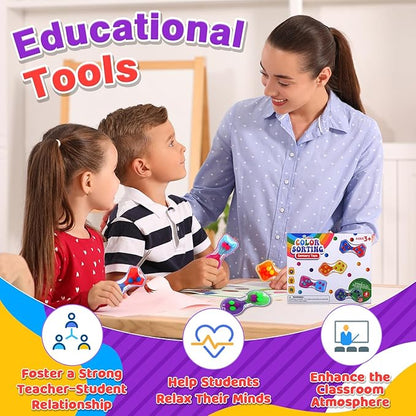 Sensory Fidget Toys for Kids Toddler: 4 Pack Color Sorting Sensory Toys for Autism - Squeeze Calming Toys for Toddler Girls Boys - Quiet Fidget Toys for Student Classroom - Goodie Bags Stuffers