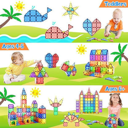 Magnetic Tiles Kids Toys STEM Magnet Toys for Toddler Magnetic Blocks Building Toys Preschool Learning Sensory Montessori Toys for 3+ Year Old Boys and Girls, Safe Creativity Toddler Kids Toys 40PCS
