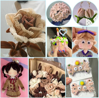 TOAOB 100pcs Pipe Cleaners Beige Pipe Cleaners Chenille Stems 6mm x 12 Inch Fuzzy Sticks Craft Supplies for Art DIY Crafts Decorations