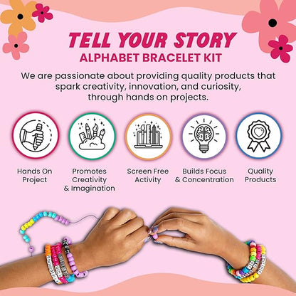 Fashion Angels Alphabet Bead Kit, 500+ Colorful Charms and Beads With Small Bead Organizer - Preppy Bracelet Making Kit for Teen Girls, Recommended for Ages 8 And Up