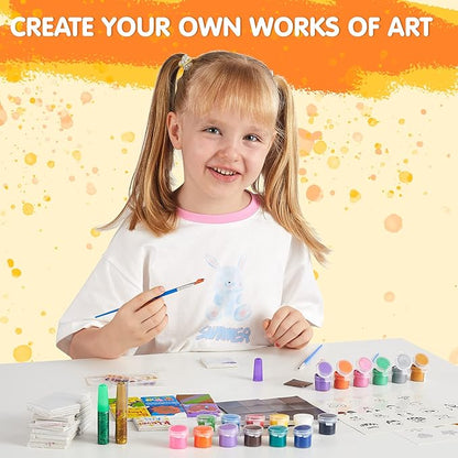 JOYIN 24 Magnetic Mini Tiles Art Kit, Creativity DIY Paint, Arts and Crafts for Kids, DIY Supplies for Party Favors, Family Activity, Birthday Present, Toys Gifts for Boys and Girls Ages3-12