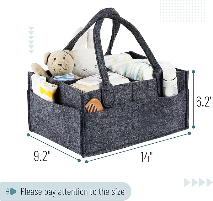 Mr. Pen- Baby Diaper Caddy Organizer, Charcoal Gray, Nursery Storage Bin and Car Organizer for Diapers and Baby Wipes