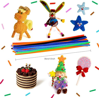 Caydo 200 PCS Thick Pipe Cleaners Craft Supplies Multi-Color Chenille Stems for Art and Craft Projects Kids Creative Toys DIY Mother's Day Decorations (12inch x 6mm)