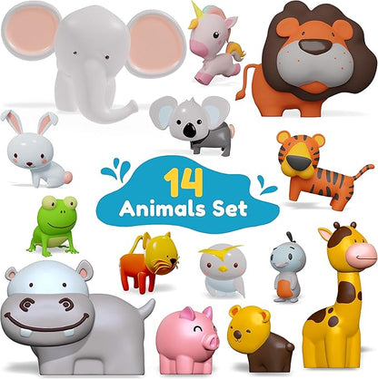SplashEZ Bath Toys for Kids Ages 4-8, Kids Bath Toys for Boys, Mold Free Animals XL Bathtub Water Set for Children, Soft Durable, No Mold for Water Tub & Pool, Ages 0-1-3-4-5-6-8