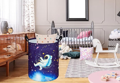 19.7 Inch Round Laundry Clothes Hamper Laundry Basket with Handles,Storage Organizer Bins Laundry Gift Basket for Room, Bedroom Decor