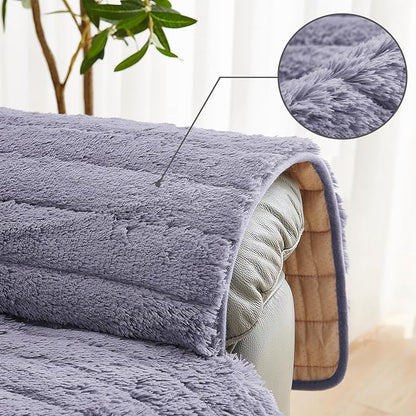 RBSC Home Plush Recliner Slipcover 30 Inches Chair Covers Artificial Wool Lazy Boy Cover Quilted Cover for Large Recliner Chairs and Furniture