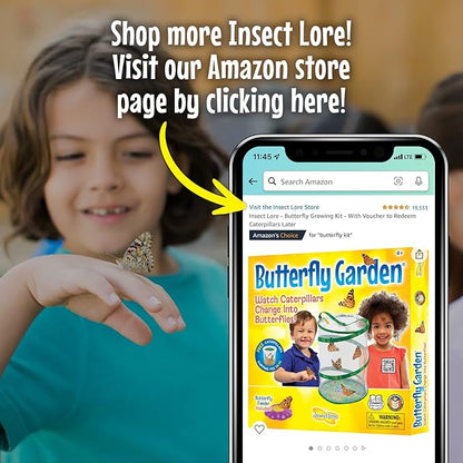 Insect Lore Butterfly Garden Kit, Painted Lady Butterfly Kit with Voucher for Live Caterpillars, Butterfly Habitat, STEM Journal & More
