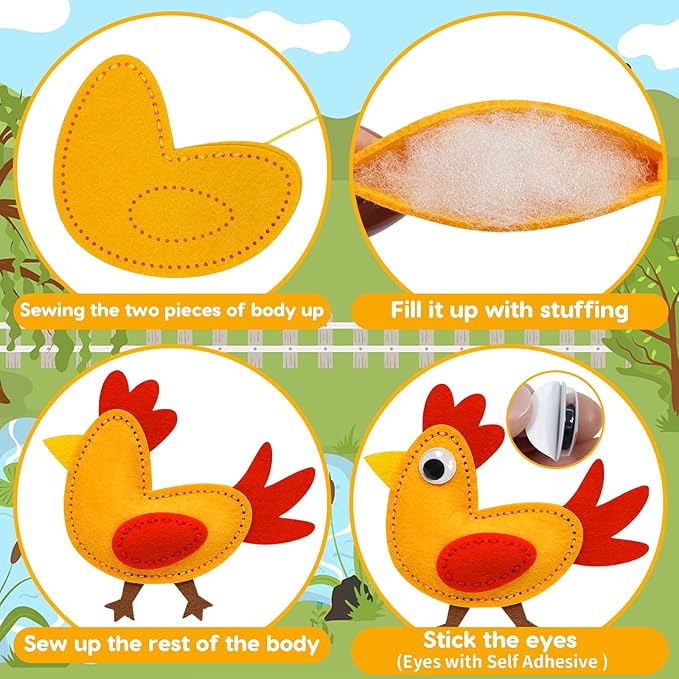 OKOOKO Animal Sewing Craft Kit, Sewing Craft Kit for Kids, DIY Crafting and Sewing Set, Plush Craft, Art Craft Kits, Fun and Educational Craft Set, Sew Your Own Felt Animals Craft Kit