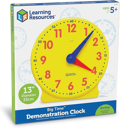 Learning Resources Big Time Learning Clock, Analog Clock, Homeschool, 12 Hour, Basic Math Development, Ages 5+