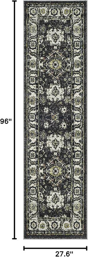 SAFAVIEH Vintage Hamadan Collection Runner Rug - 2'3" x 8', Dark Grey & Ivory, Oriental Persian Design, Non-Shedding & Easy Care, Ideal for High Traffic Areas in Living Room, Bedroom (VTH214M)