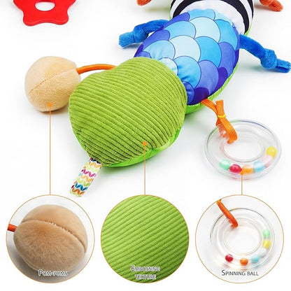 Baby Toys 0-6 Month Musical Caterpillar Toy for Infant 0-3 3-12 Months,Mirror Crinkle Rattle Tummy Time Sensory Toys Newborn Boys&Girls Stuffed Plush Gifts,Car Seat Toys for Outings