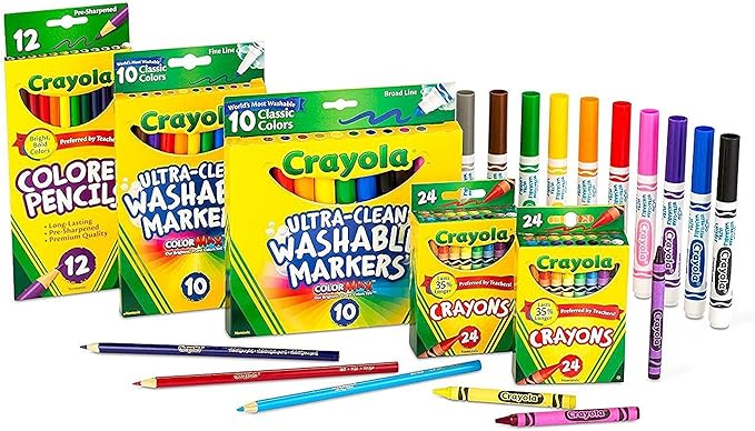 Crayola Art Supplies Set (80ct), Crayons, Markers & Colored Pencils, Coloring Supplies for Classrooms & Teachers, Gift for Kids [Amazon Exclusive]
