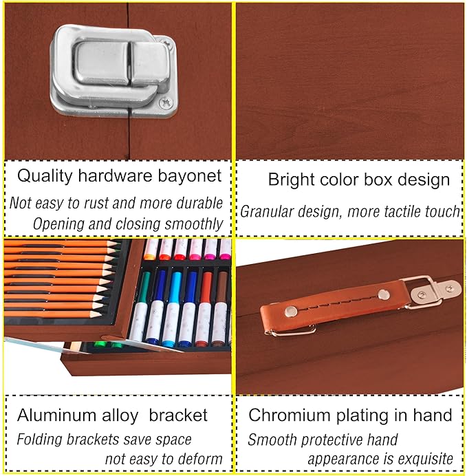 KINSPORY Art Supplies, 139 Pack Painting Drawing Art Kit with 2 Sketch Pads, Deluxe Double Layers Art Set Crafts, Colored Pencils, Oil Pastels, Watercolor Paints, Gift for Artists Kids (Brown)