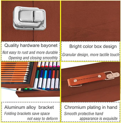 KINSPORY Art Supplies, 139 Pack Painting Drawing Art Kit with 2 Sketch Pads, Deluxe Double Layers Art Set Crafts, Colored Pencils, Oil Pastels, Watercolor Paints, Gift for Artists Kids (Brown)