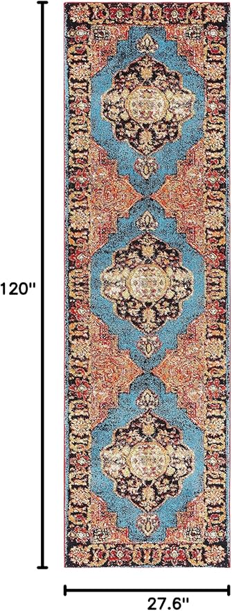 SAFAVIEH Vintage Hamadan Collection Runner Rug - 2'3" x 10', Gold & Light Blue, Traditional Oriental Design, Non-Shedding & Easy Care, Ideal for High Traffic Areas in Living Room, Bedroom (VTH219D)