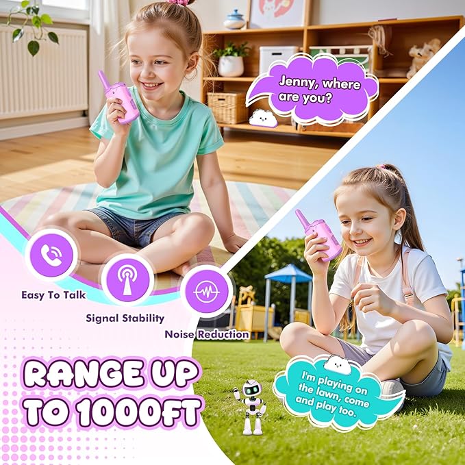Kids Walkie Talkies Toys for Girls: Toys Walkie Talkies for Kids 2 Pack Easter Birthday Gifts Basket Stuffers for 3 4 5-7 Year Old Girls Grandkids Toy Age 4-5 6-8 Years Old Camping Purple