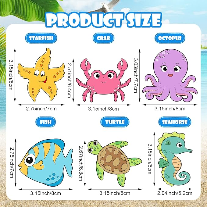 30 Sets Ocean Animals Crafts for Kids Color Your Own Under The Sea Magnets Kit DIY Coloring Sea Animals Magnet Craft Ornaments for School Classroom Home Activities Summer Animals Art Party Favors