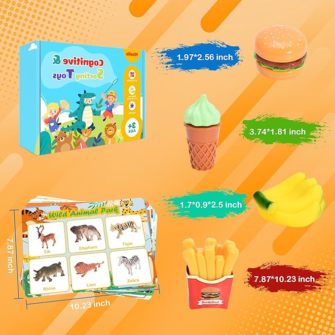 Nicella Sorting Toys for Toddlers, Learning Education Toys Montessori, Multiple Theme Playset, Fine Motor Skills Games, Preschool Learning Activities Sensory Toys for 2+ Year Old Kids Boys and Girls