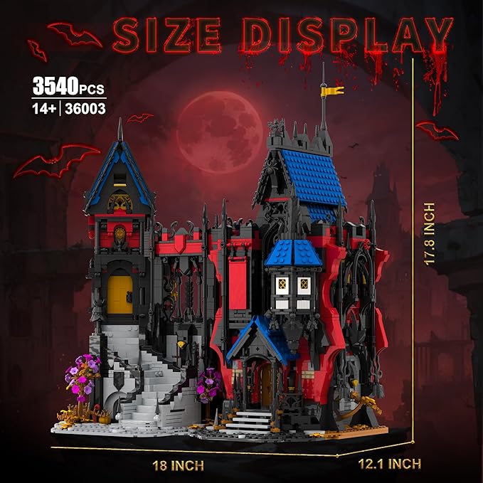 Medieval Castle Building Set for Adults, 3540 PCS Large MOC Modular Gothic Vampires Haunted Houses Model Kit Compatible with Lego, Horror Architecture Block Gift for Christmas Birthday