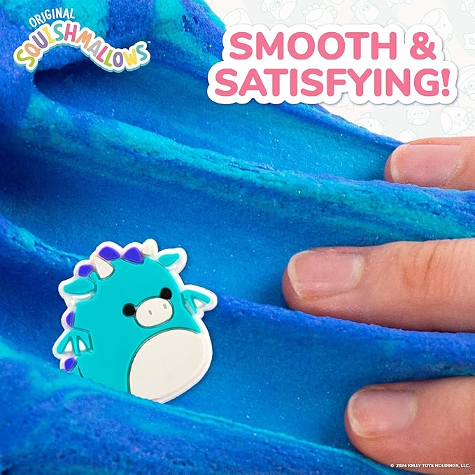 Original Squishmallows Tatiana The Dragon Premium Cloud Slime, Blue Raspberry-Scented, 8 oz. Storage Container with Figurine Topper, Rubber Charm, Goodie Bags, Kids Party Favors, Sensory Toys